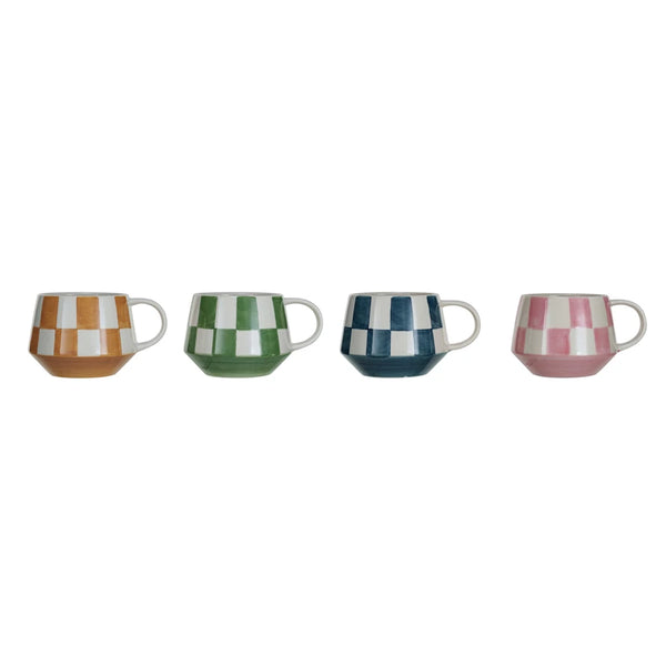 10 oz. Stoneware Mug w/ Check Pattern