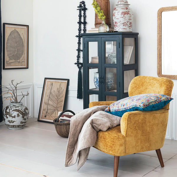 Chenille Fabric Upholstered Arm Chair