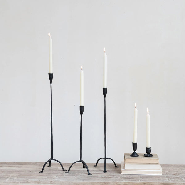 Hand-Forged Cast Iron Footed Taper Holder SET OF 2