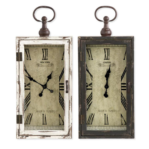 Black & White Rectangular Wood Wall Clocks