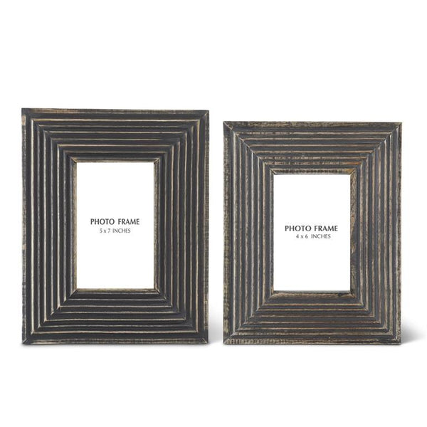 Groove Carved Black Wood Photo Frames