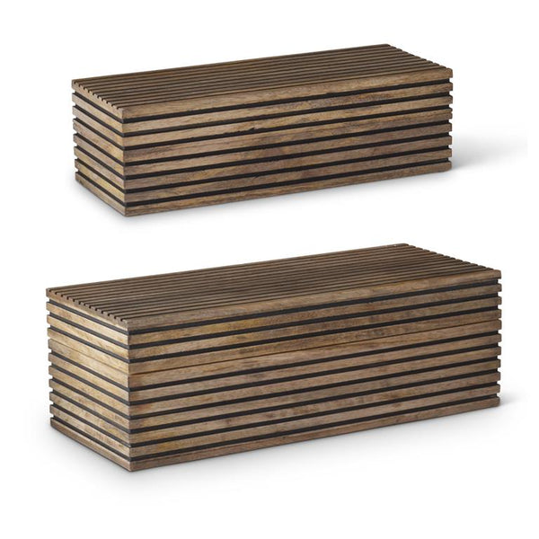 Set of 2 Grooved Wood Nesting Boxes