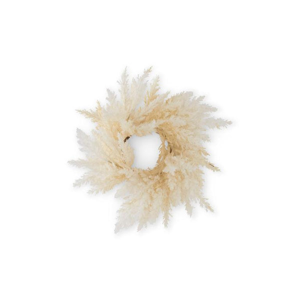 12 Inch Flocked Cream Pampas Grass Candle Ring (3.5)