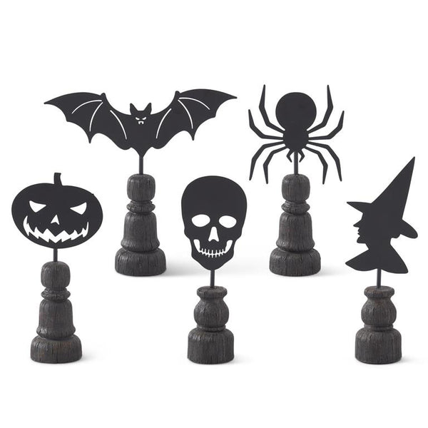 Black Metal Halloween Figure Spindles