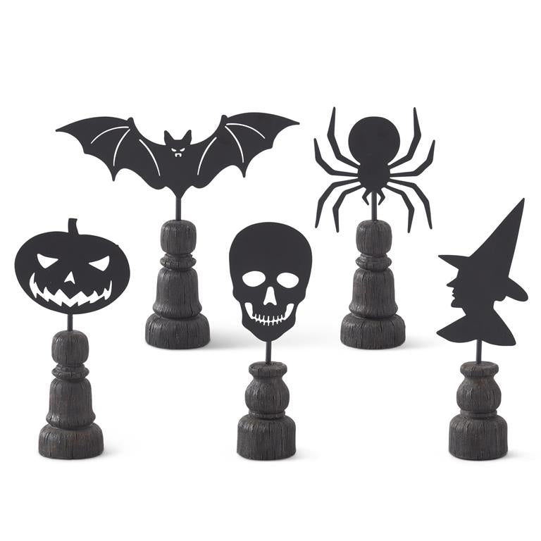 Black Metal Halloween Figure Spindles