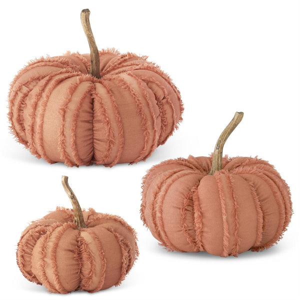 Set of 3 Orange Fringe Pumpkins