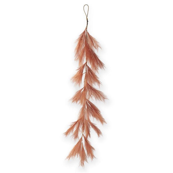 70 Inch LED Black/Orange Pampas Grass Garland w/Timer