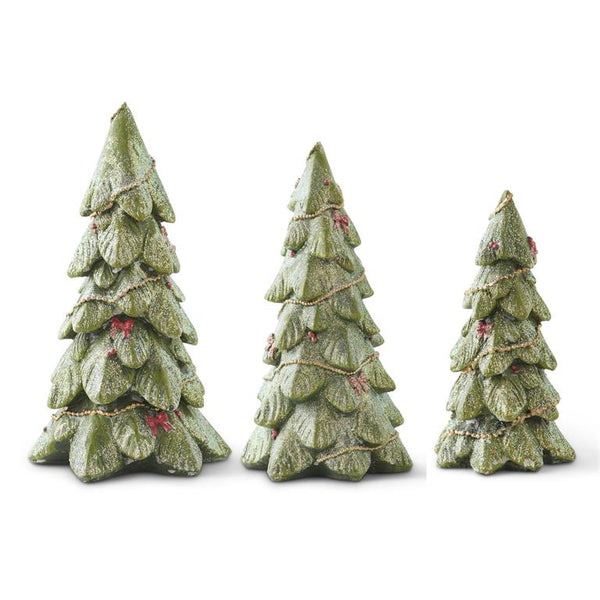 Set of 3 Resin Green Glitter Trees