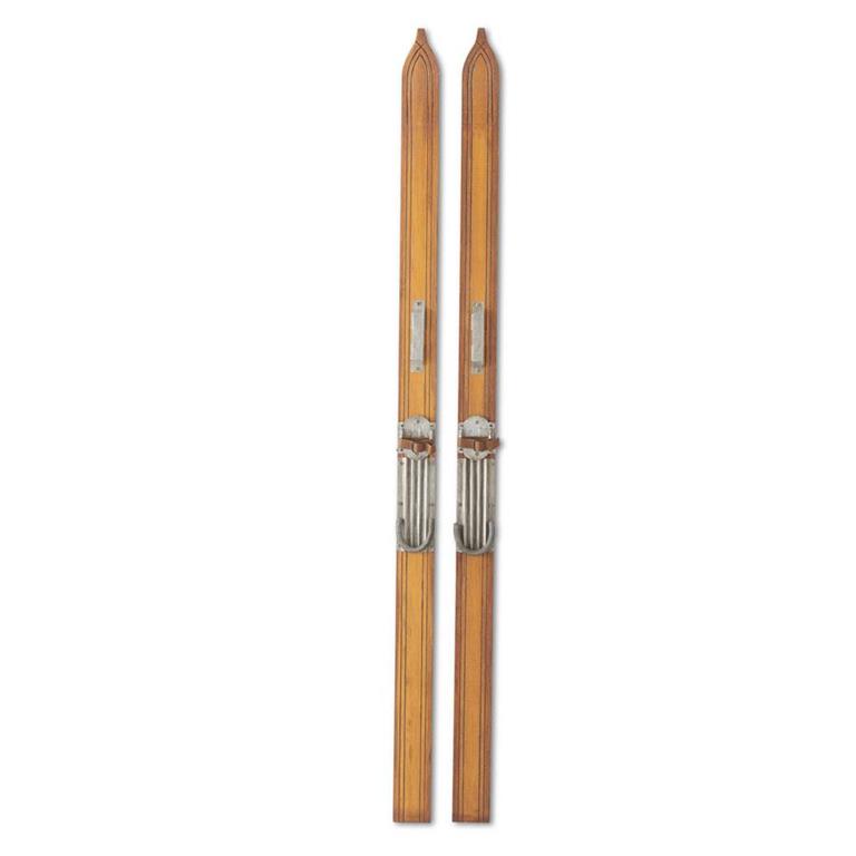 Pair of 67 Inch Decorative Wooden Skis