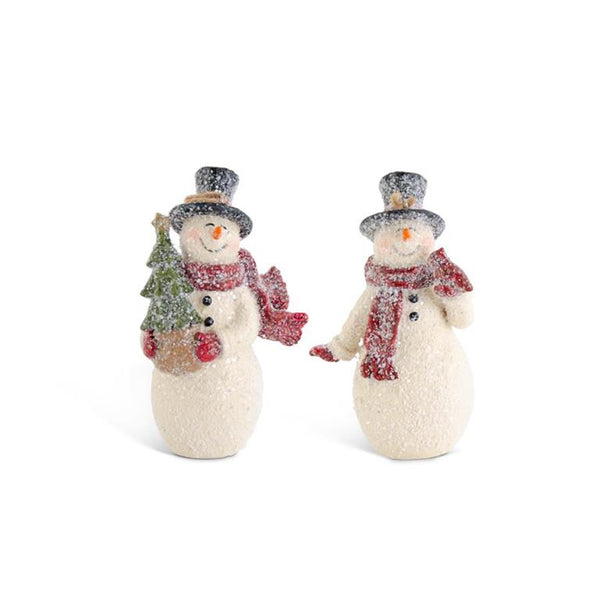 4.25 Inch Glittered Resin Vintage Snowmen