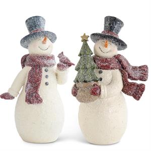 10.5 Inch Glittered Resin Vintage Snowmen