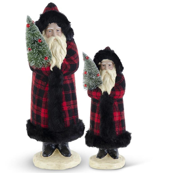 Red & Black Plaid Santas w/Black Fur