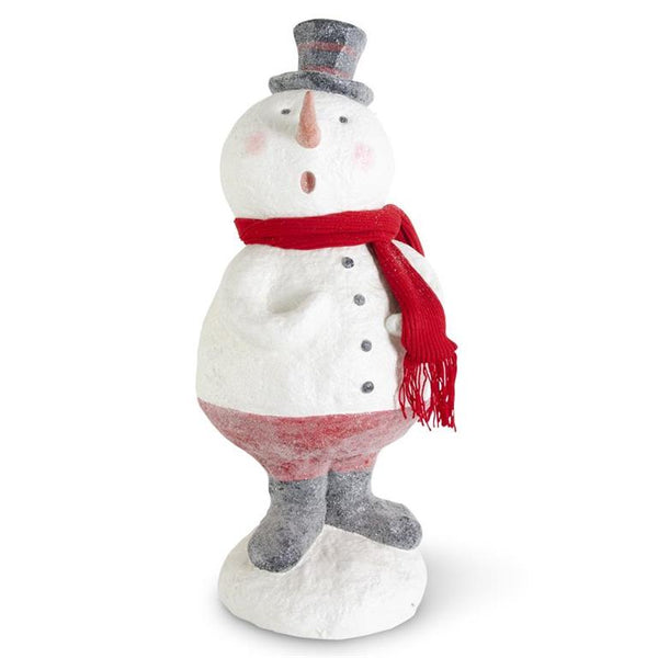 35 Inch Sugar Glittered Snowman w/Black Top Hat