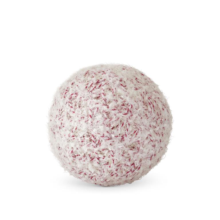 12 Inch Glittered White and Red Twine Ball