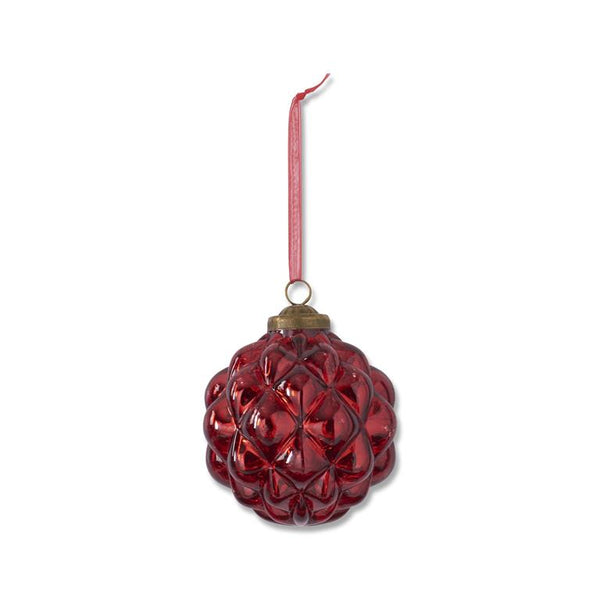 .25 Inch Red Glass Round Hobnail Ornament