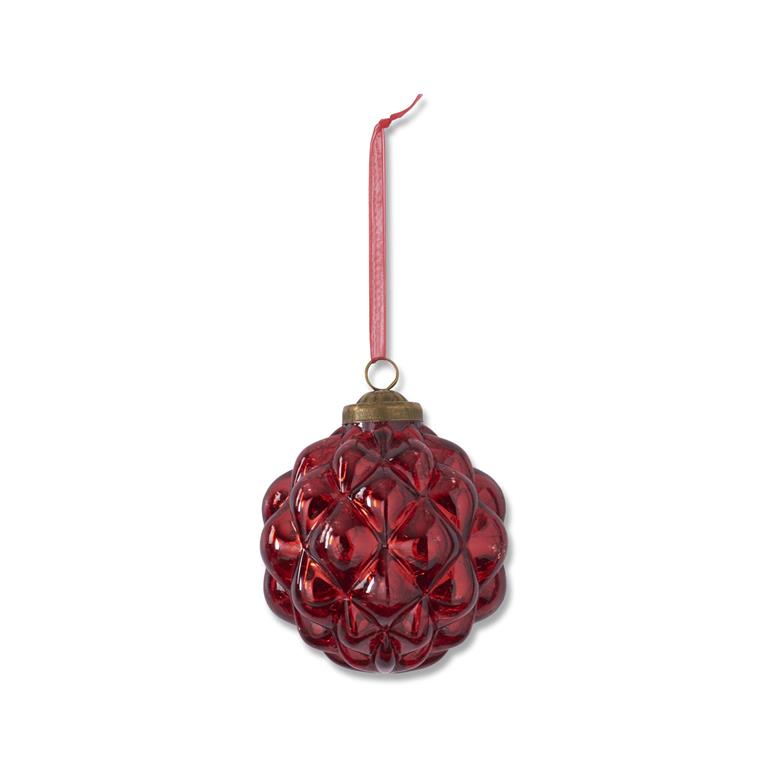 .25 Inch Red Glass Round Hobnail Ornament