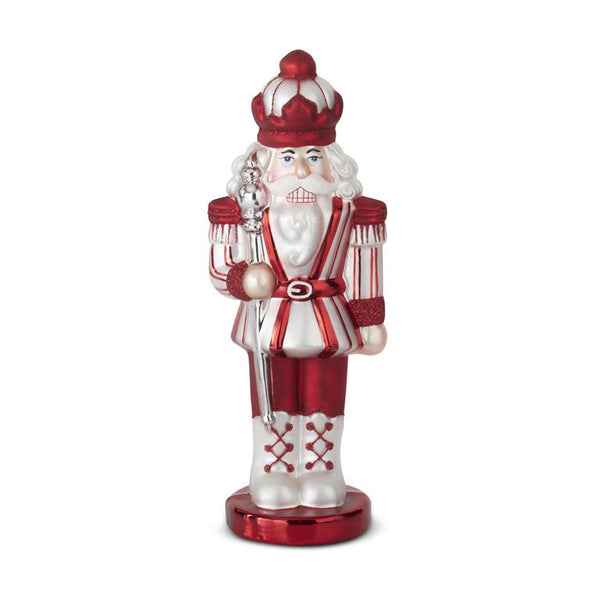 10 Inch Red & White Blown Glass Soldier