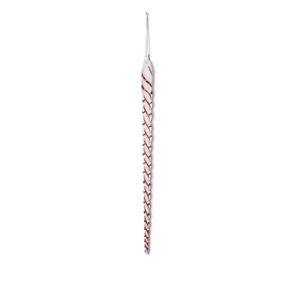 16 Inch White & Red Spiral Glass Icicle Ornament