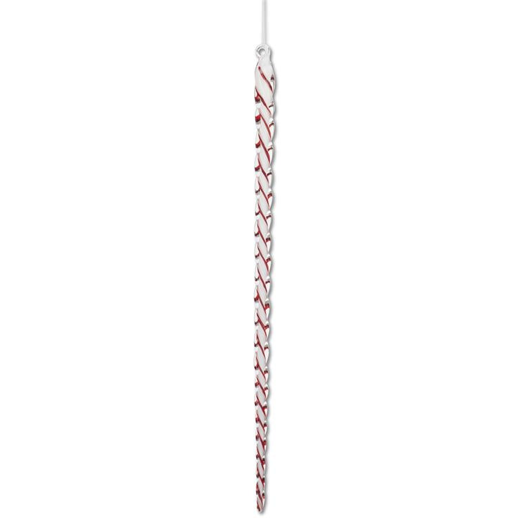21 Inch White & Red Spiral Glass Icicle Ornament