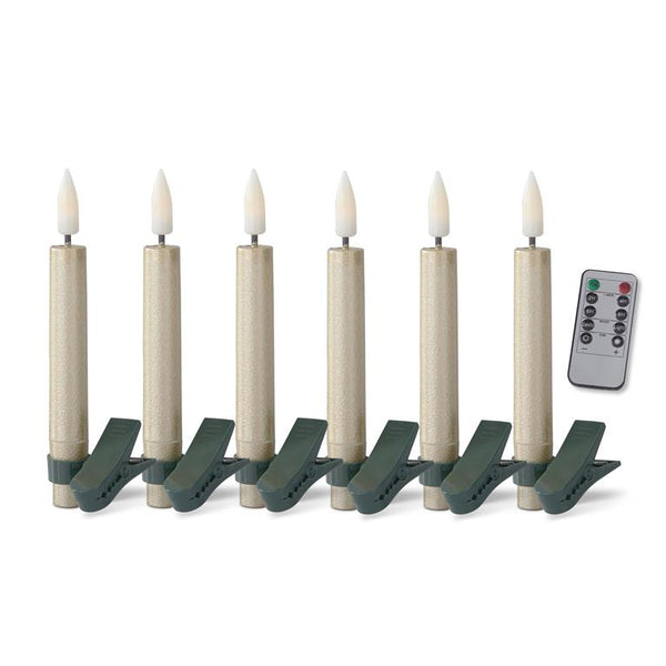 Set of 6 5 Inch Gold Glittered LED Tree Clip