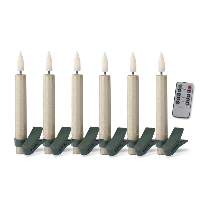 Set of 6 5 Inch Gold Glittered LED Tree Clip