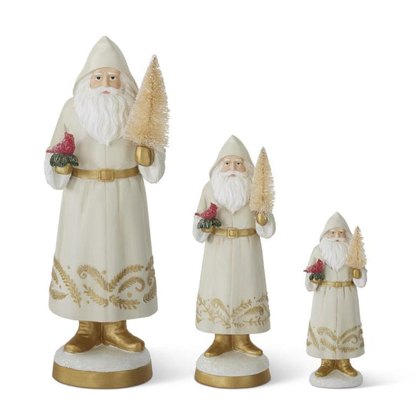 Cream Resin Santas Holding Cardinal