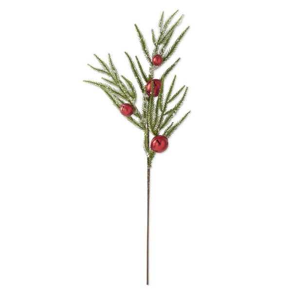 27.5 Inch Red Bell Snowy Pine Stem