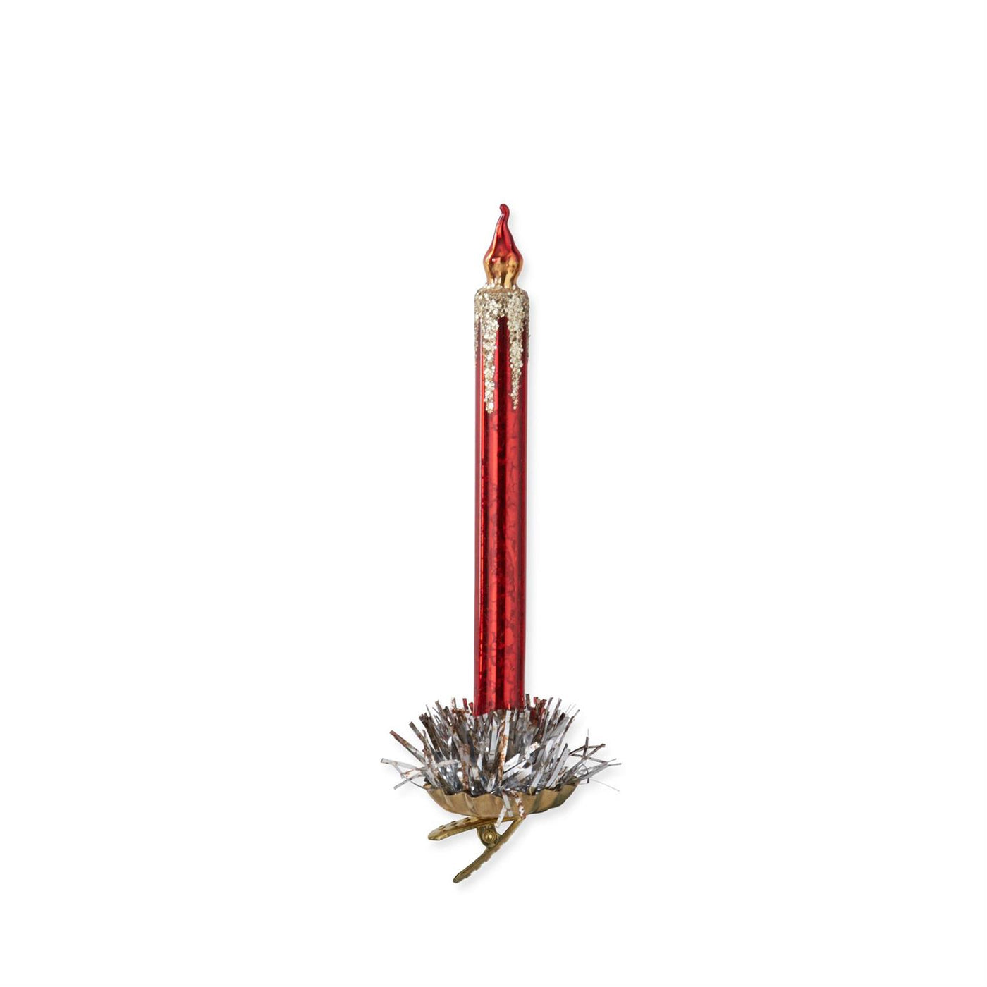 7.25 Inch Red Glass Taper Candle Ornament