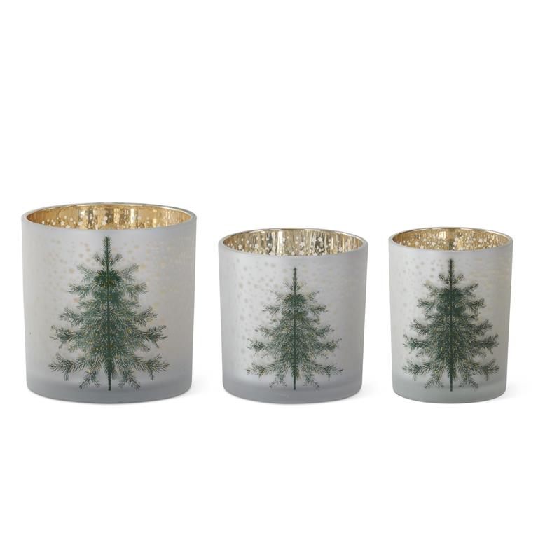 Frosted White Glass Christmas Tree Container