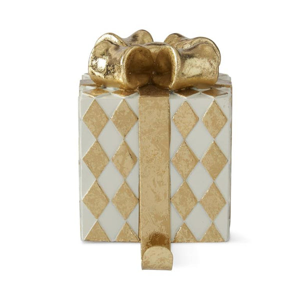 5.5 Inch Gold & White Gift Resin Stocking Holder