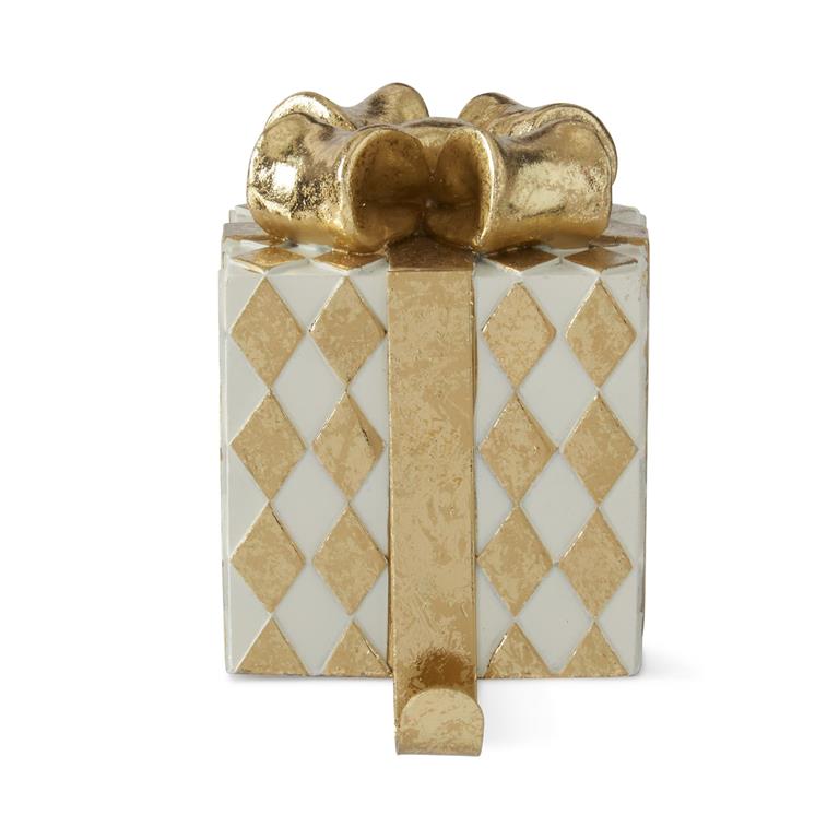 5.5 Inch Gold & White Gift Resin Stocking Holder