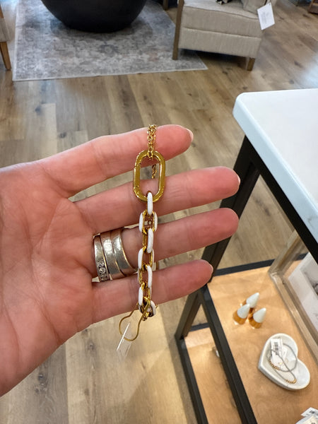White/Gold Enamel Bracelet