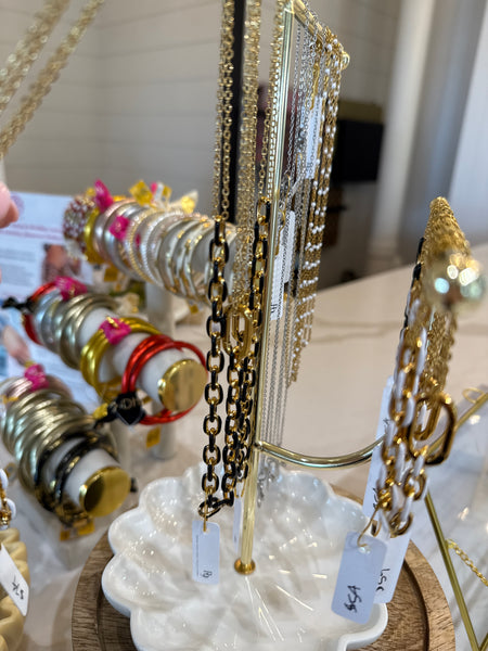 Gold/Black Enamel Necklace 18"