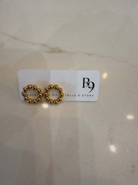 Gold Circle Ball Earring