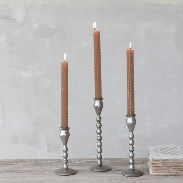 Hand-Forged Cast Iron Ball Taper Holders, Set of 3