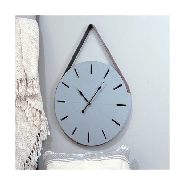 Wood Hanging Clock with Strap