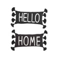 Hello/Home Black Tassel Pillow