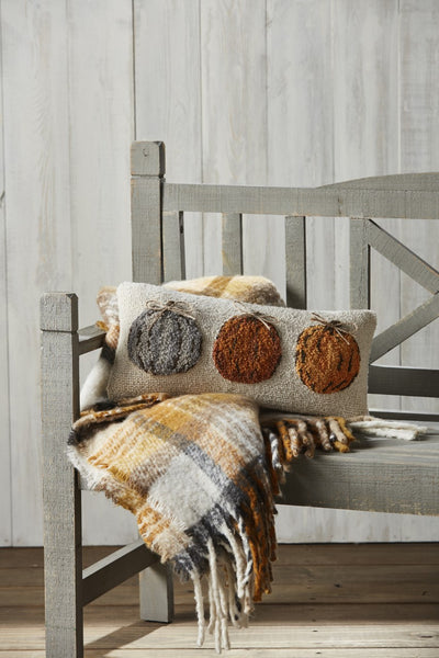 Pumpkin Trio Hooked Pillow