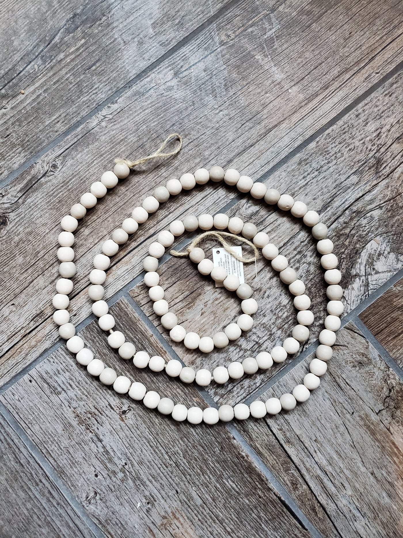 White and Tan Wood Beads